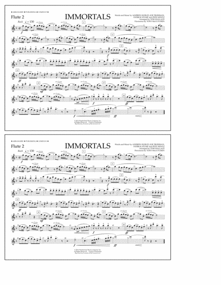 Immortals From Big Hero 6 Arr Tom Wallace Flute 2 Sheet Music