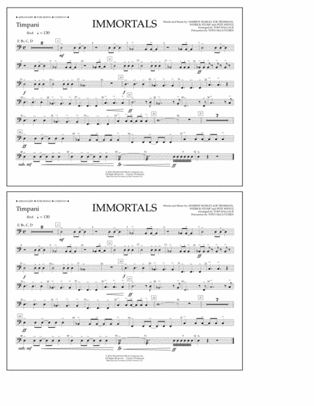 Immortals From Big Hero 6 Arr Tom Wallace Timpani Sheet Music