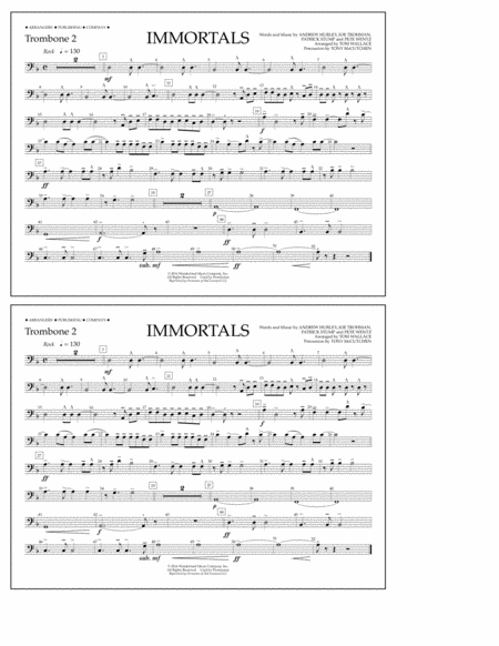 Immortals From Big Hero 6 Arr Tom Wallace Trombone 2 Sheet Music