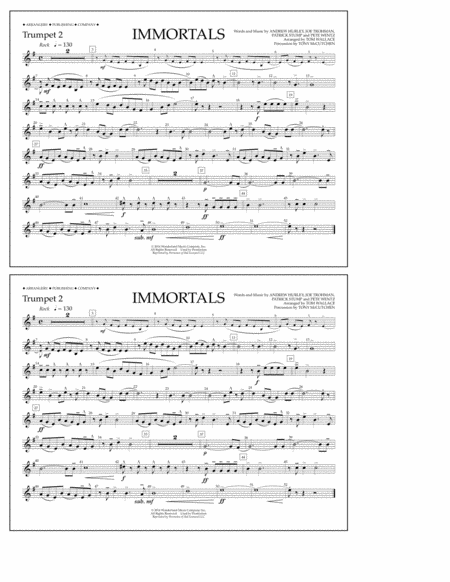 Immortals From Big Hero 6 Arr Tom Wallace Trumpet 2 Sheet Music