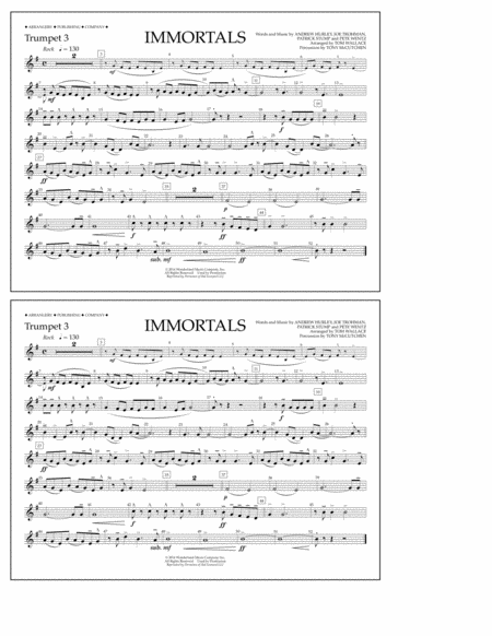 Immortals From Big Hero 6 Arr Tom Wallace Trumpet 3 Sheet Music