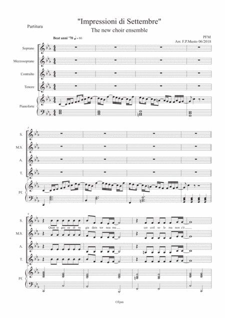 Free Sheet Music Impressioni Di Settembre Choral Arrangement