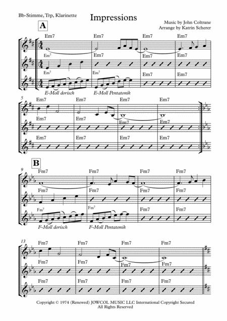 Impressions In Bb Trp Clarinet Sheet Music