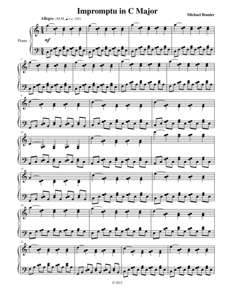 Impromptu In C Major From Nine Character Pieces Sheet Music