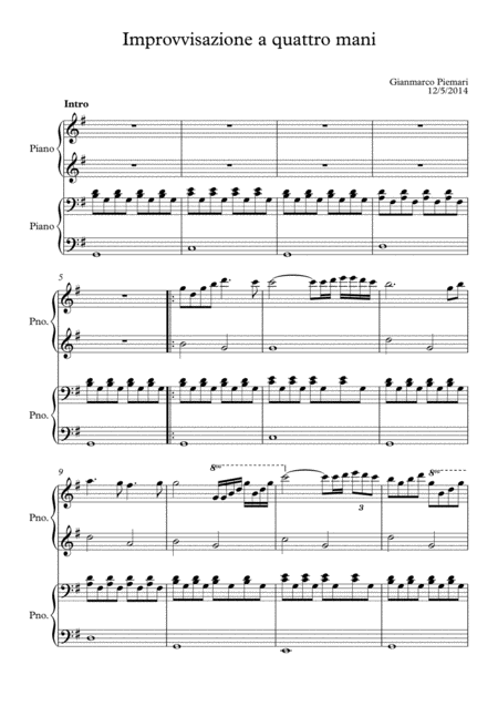 Improvvisation For 2 Pianos Sheet Music