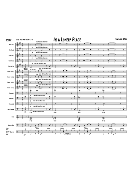 In A Lonely Place Jazz Ensemble Fluegelhorn Feature From The Cd Popular Culture By The Michael Bb Quartet Sheet Music