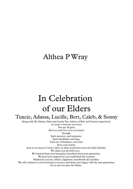 In Celebration Of Our Elders Sheet Music