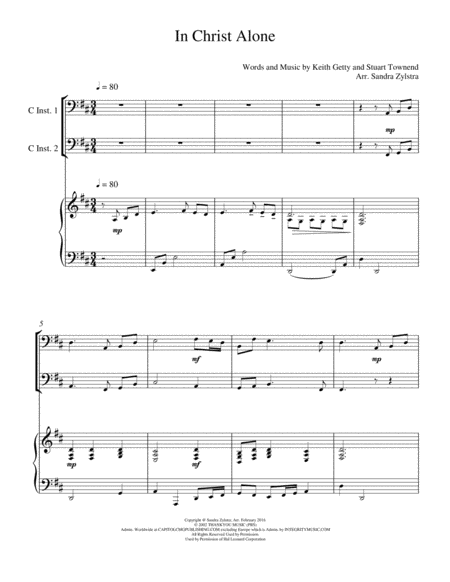 In Christ Alone Bass C Instrument Duet Sheet Music