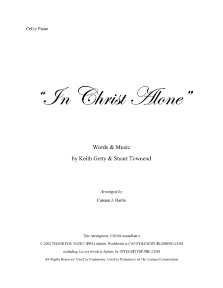 In Christ Alone Cello Solo Sheet Music