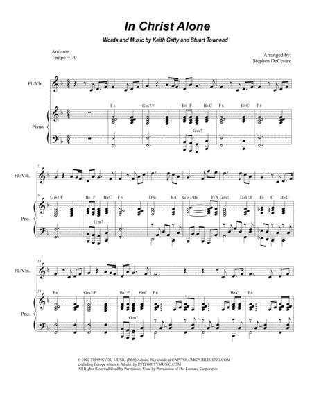 Free Sheet Music In Christ Alone For Flute Or Violin Solo And Piano