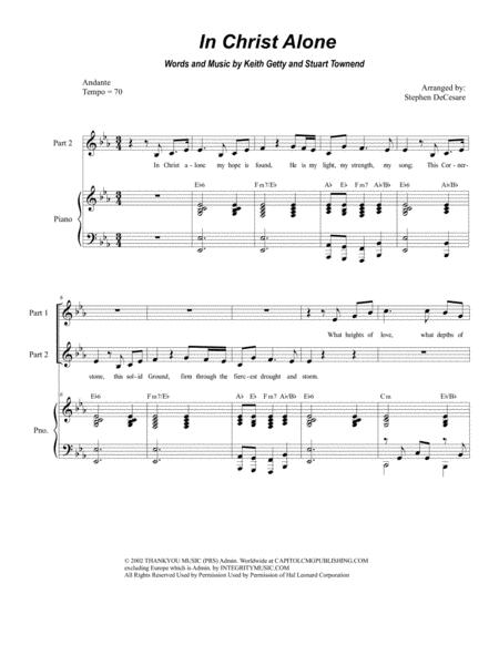 In Christ Alone For Unison 2 Part Treble Sheet Music