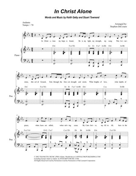 Free Sheet Music In Christ Alone For Vocal Solo