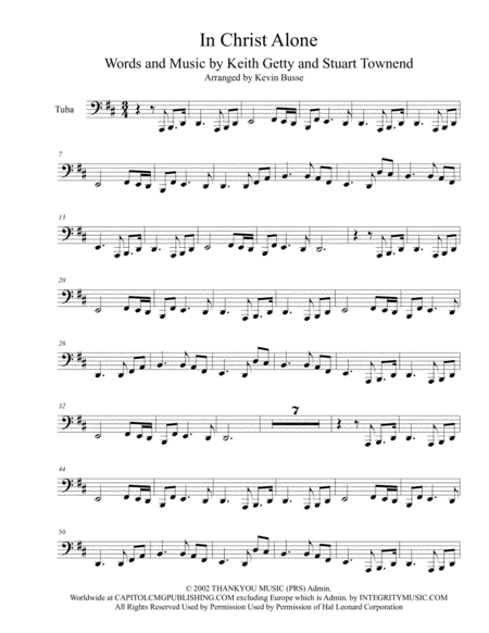 In Christ Alone Original Key Tuba Sheet Music