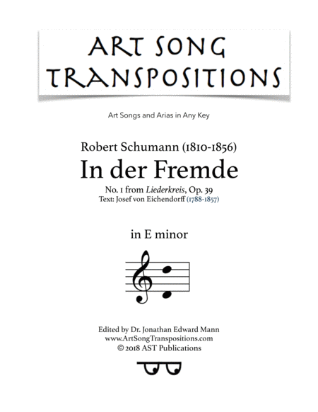 Free Sheet Music In Der Fremde Op 39 No 1 E Minor