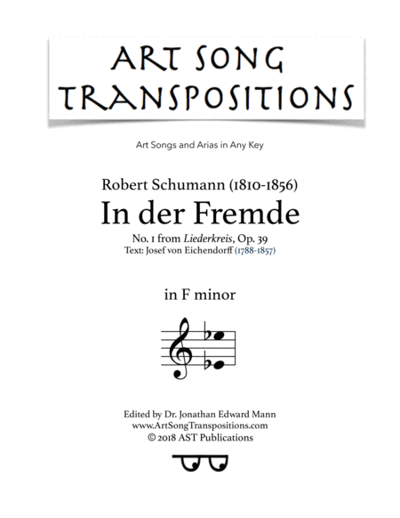 Free Sheet Music In Der Fremde Op 39 No 1 F Minor
