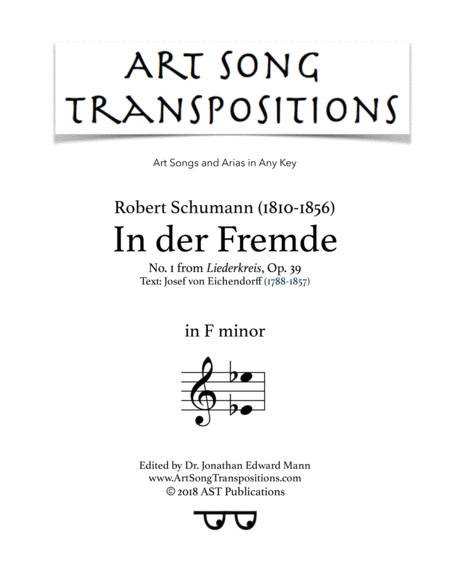 In Der Fremde Op 39 No 1 F Minor Sheet Music