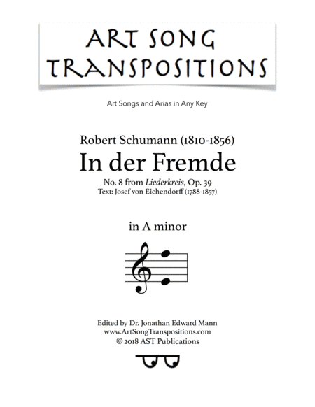 In Der Fremde Op 39 No 8 A Minor Sheet Music