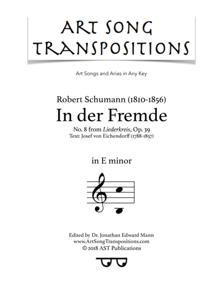 In Der Fremde Op 39 No 8 E Minor Sheet Music