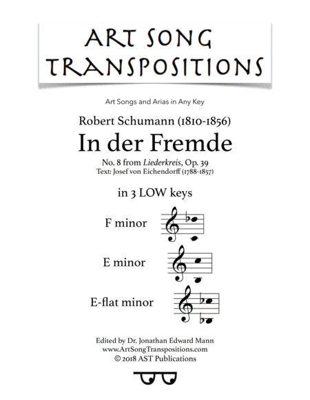 In Der Fremde Op 39 No 8 In 3 Low Keys F E E Flat Minor Sheet Music