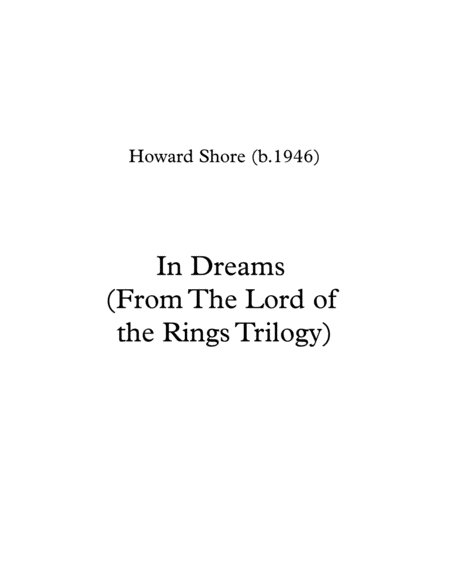 In Dreams From Lotr Sheet Music