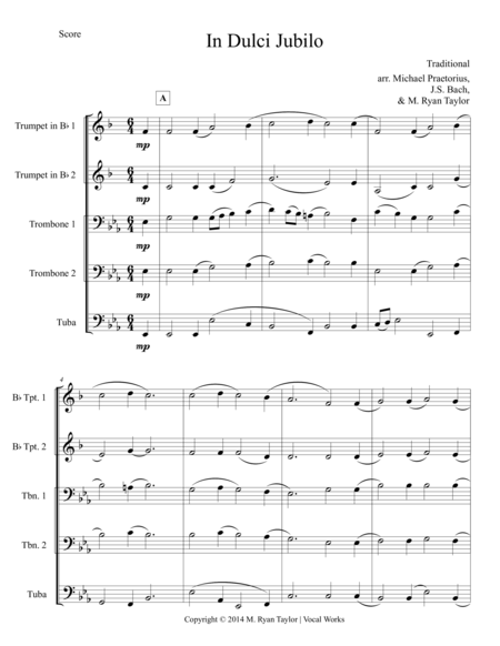 In Dulci Jubilo Brass Quintet Sheet Music