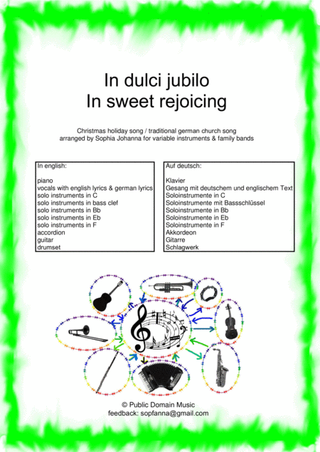 Free Sheet Music In Dulci Jubilo Family Band