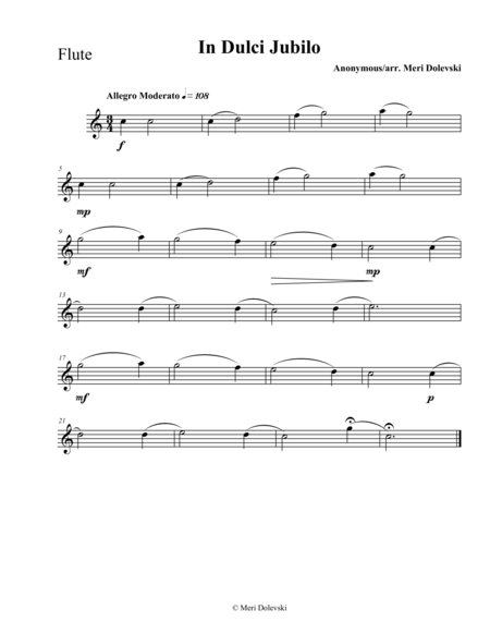 In Dulci Jubilo Flute Piano Sheet Music