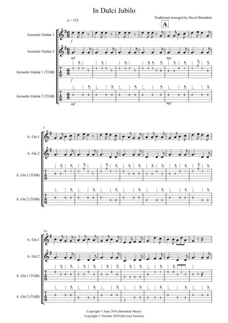 In Dulci Jubilo For Guitar Duet Sheet Music