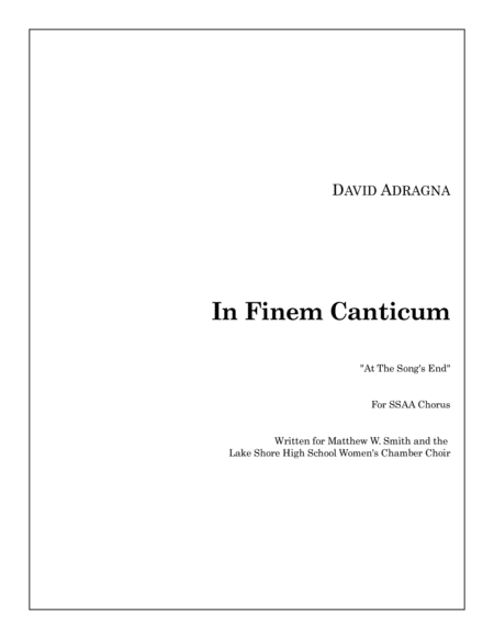 In Finem Canticum Sheet Music