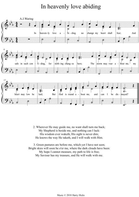 In Heavenly Love Abiding A New Tune To A Wonderful Old Hymn Sheet Music