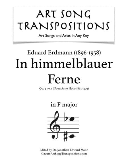 Free Sheet Music In Himmelblauer Ferne Op 3 No 1 Transposed To F Major