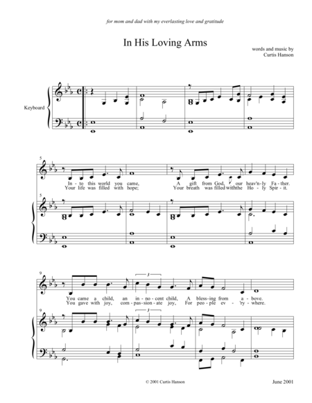 In His Loving Arms Sheet Music