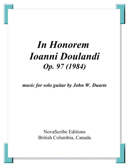 In Honorum Ioanni Doulandi Op 97 1984 Sheet Music