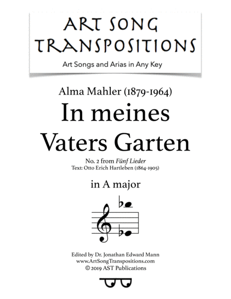 In Meines Vaters Garten A Major Sheet Music