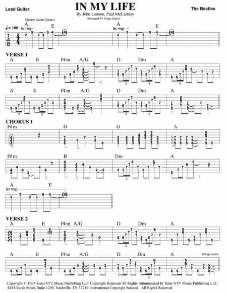 Free Sheet Music In My Life Guitar Tab