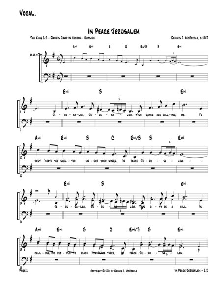 Free Sheet Music In Peace Jerusalem Nathan The Prophet And King David From The Kings Act 2 Song 2