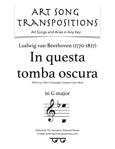 In Questa Tomba Oscura Woo 133 G Major Sheet Music