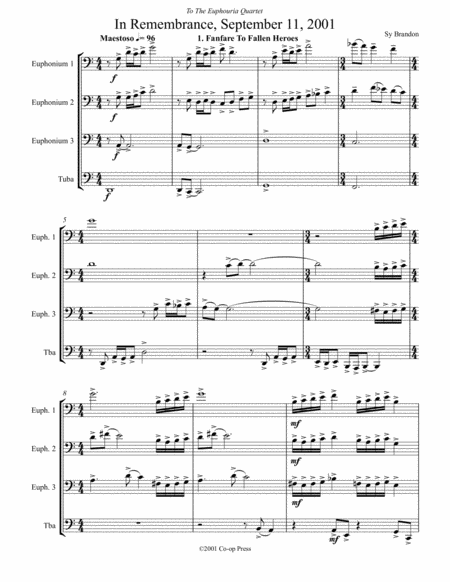 In Remembrance September 11 2001 For Tuba Euphonium Quartet Sheet Music