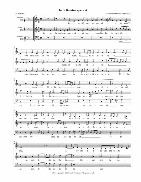 In Te Domine Speravi Metallo Atb Sheet Music