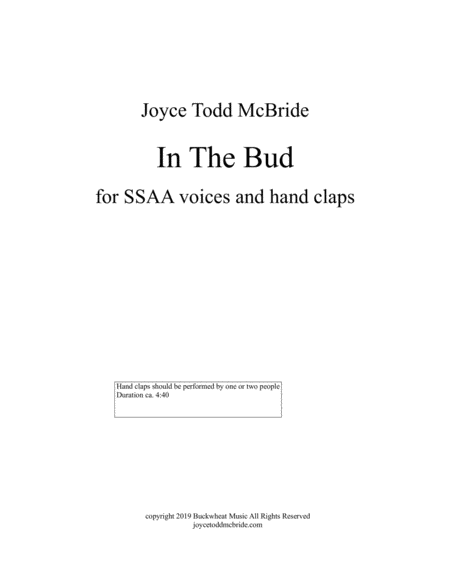 In The Bud Sheet Music