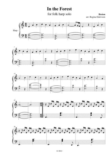 Free Sheet Music In The Forest Lever Harp Solo