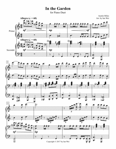 In The Garden For Piano Duet Sheet Music