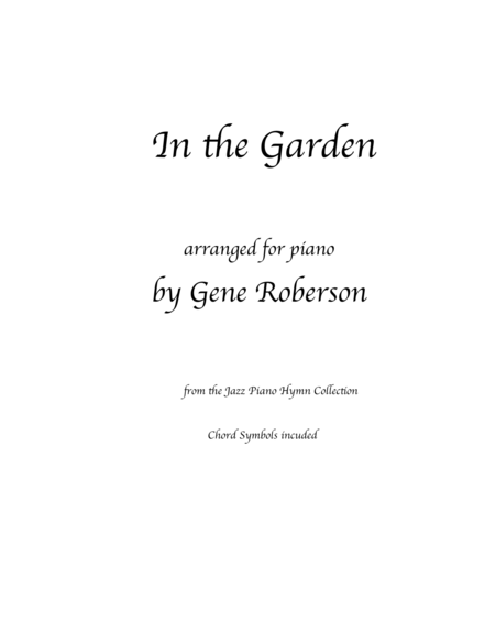 In The Garden Jazz Piano Collection Sheet Music