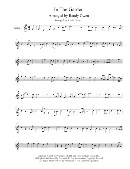 In The Garden Violin Sheet Music