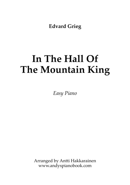 In The Hall Of The Mountain King Easy Piano Sheet Music