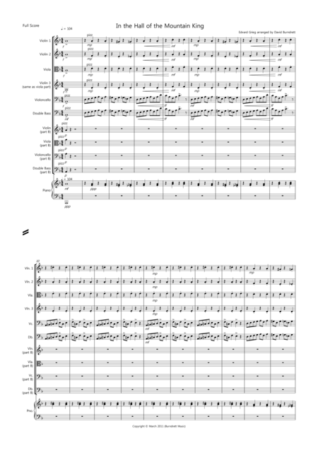 Free Sheet Music In The Hall Of The Mountain King For Beginner And Advanced String Orchestra