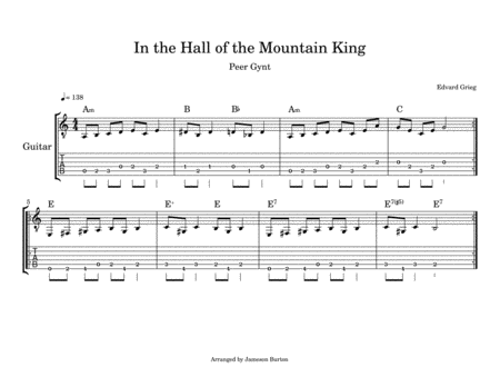 Free Sheet Music In The Hall Of The Mountain King For Guitar