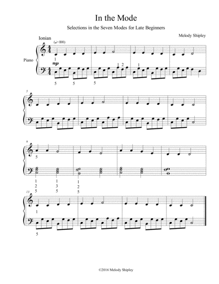 In The Mode Selections In The Seven Modes For Late Beginners Sheet Music