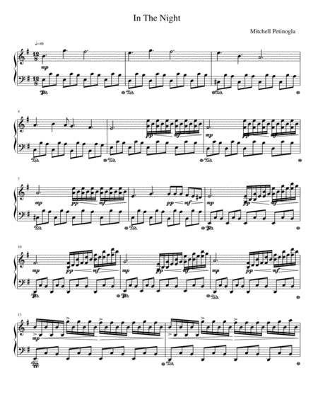 Free Sheet Music In The Night Original Piano Solo