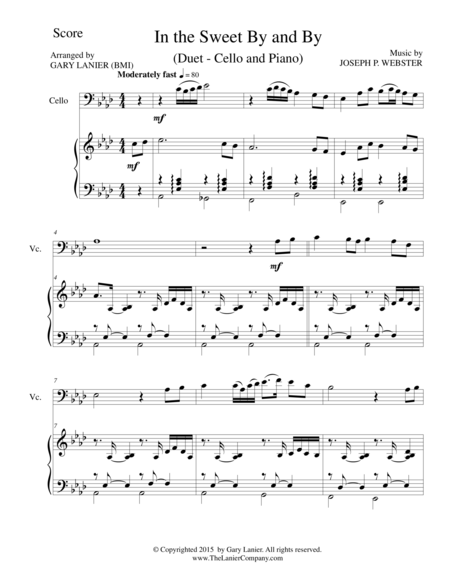 In The Sweet By And By Duet Cello And Piano Score And Parts Sheet Music
